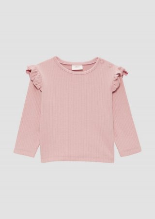 s.Oliver Longsleeve mit Rippstruktur und Rüschen - zartrosa