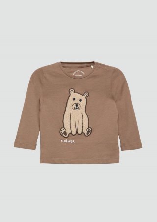 s.Oliver Longsleeve mit Teddy-Applikation - cognac