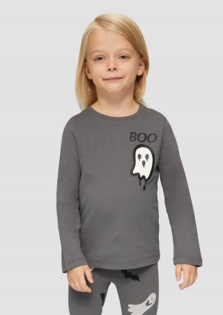s.Oliver Unisex Longsleeve mit Halloween-Print - grau