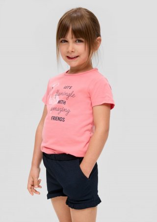 s.Oliver Shorts mit Crêpestruktur und Volants - navy