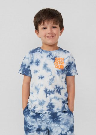 s.Oliver T-Shirt mit Batikmuster und Printdetail - dunkelblau
