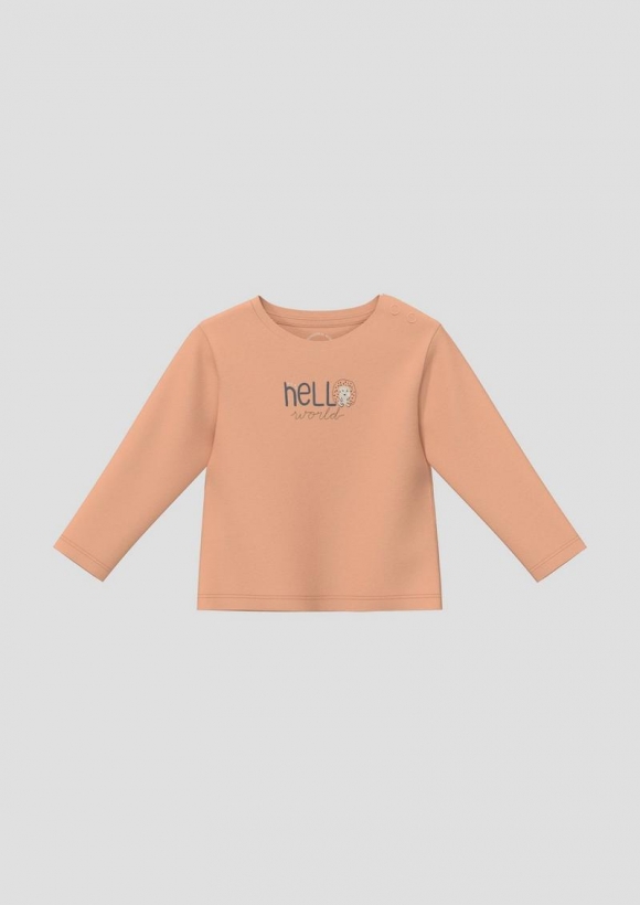 s.Oliver Unisex Baumwoll-Shirt mit Frontprint - mango