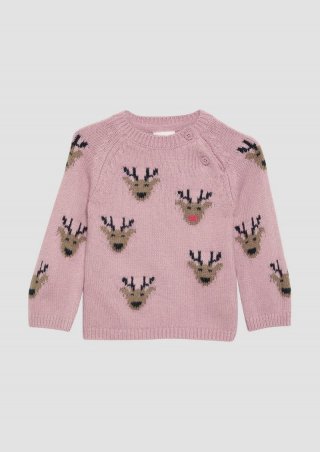 s.Oliver Süßer Strickpullover mit Weihnachtsmotiv - zartrosa