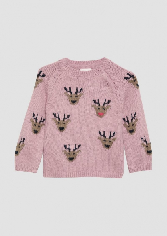 s.Oliver Süßer Strickpullover mit Weihnachtsmotiv - zartrosa