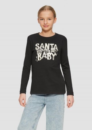 s.Oliver Langarmshirt mit Weihnachtsmotiv - schwarz