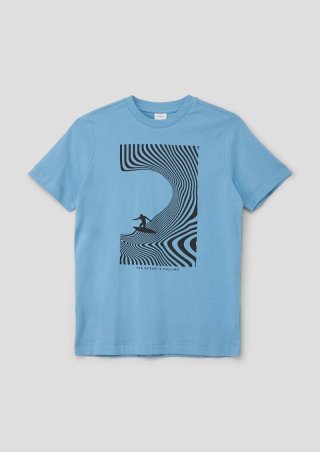 s.Oliver Baumwollshirt mit Frontprint - hellblau