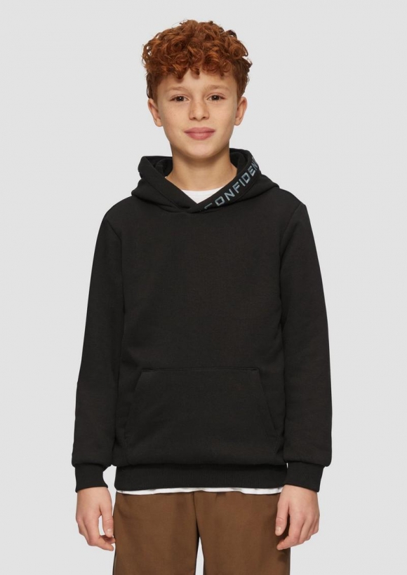 s.Oliver Hochwertiger Hoodie mit Stickerei - schwarz