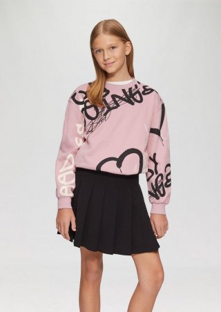 s.Oliver Sweatshirt mit All-over-Print und Rippbündchen - zartrosa