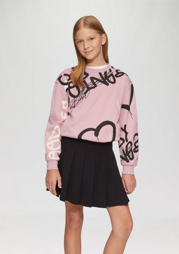 s.Oliver Sweatshirt mit All-over-Print und Rippbündchen - zartrosa