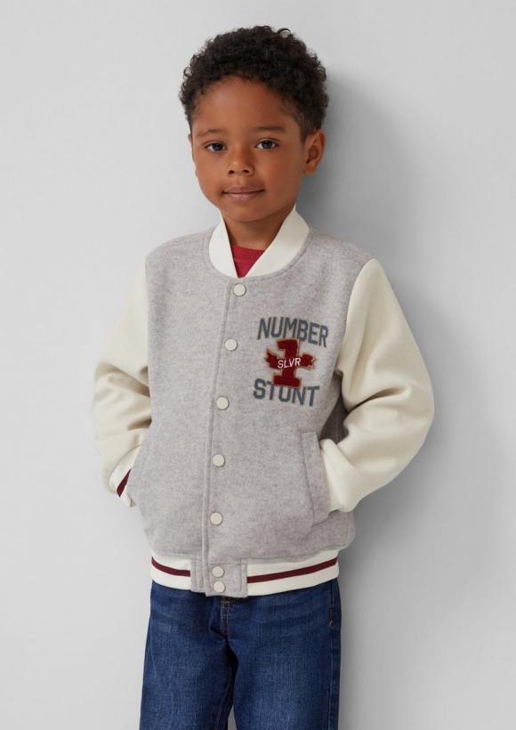 s.Oliver Collegejacke mit Taftfutter und Kontrastdetails - schiefergrau