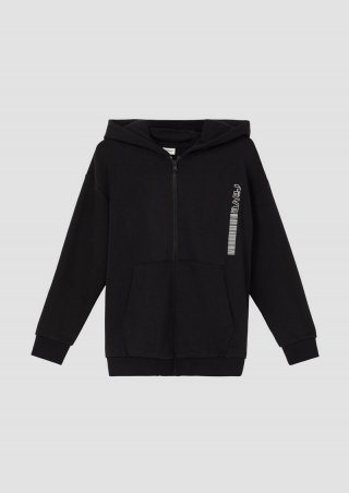 s.Oliver Sweatshirt-Jacke in Oversize mit gefütterter Kapuze - schwarz