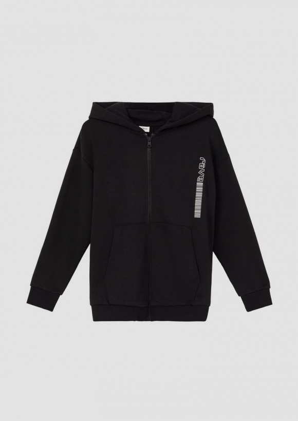 s.Oliver Sweatshirt-Jacke in Oversize mit gefütterter Kapuze - schwarz
