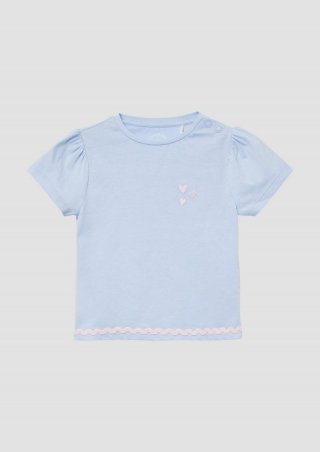 s.Oliver Baumwoll-T-Shirt in A-Shape mit Stickerei - himmelblau