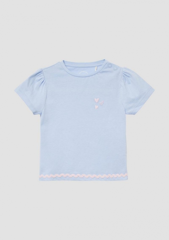 s.Oliver Baumwoll-T-Shirt in A-Shape mit Stickerei - himmelblau