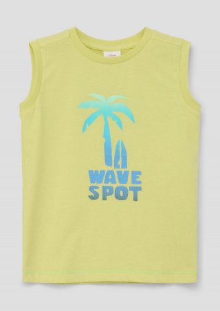 s.Oliver Ärmelloses T-Shirt mit Frontprint - helles zitrone