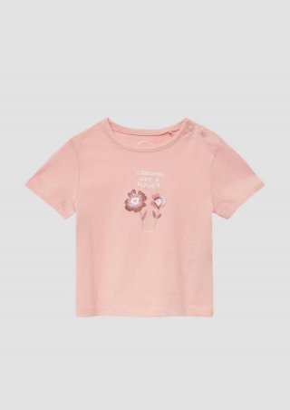 s.Oliver Jersey-Shirt mit Glitzerprint - zartrosa