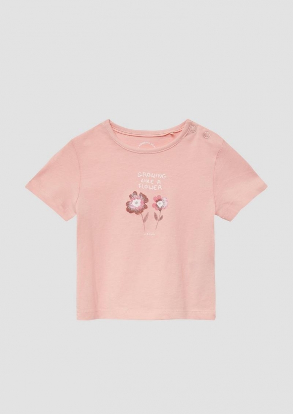 s.Oliver Jersey-Shirt mit Glitzerprint - zartrosa