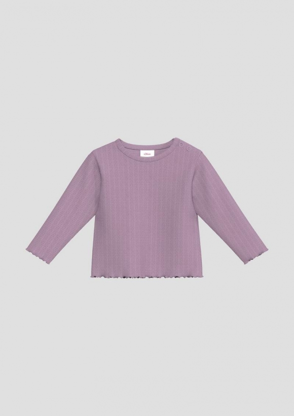 s.Oliver Longsleeve mit Ajourmuster und Rollsaum - lavendel