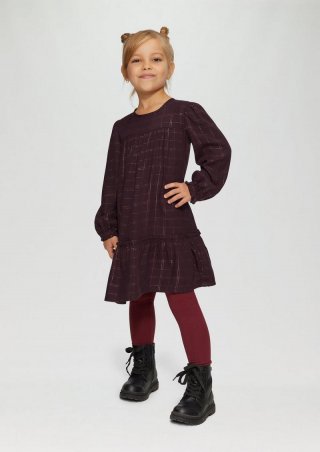 s.Oliver Viskose-Kleid mit Volants und Glitzerdetails - bordeaux