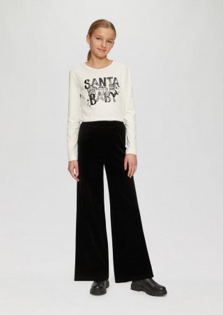 s.Oliver Hose aus Glitter-Samt mit Wide Leg - schwarz