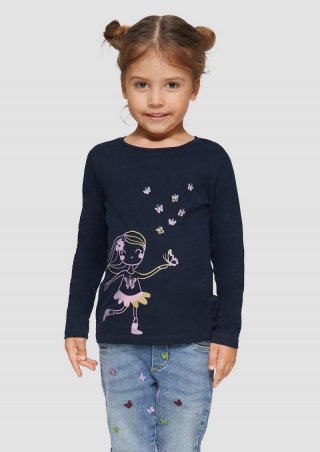 s.Oliver Langarmshirt mit Glitzerprint - navy