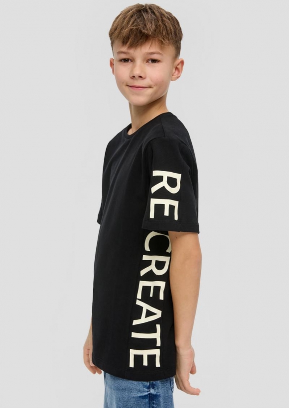 s.Oliver T-Shirt mit Schrift-Print - schwarz