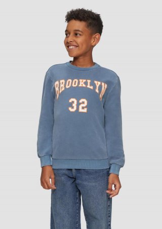 s.Oliver Sweatshirt mit Garment Dye und Schriftprint - blau