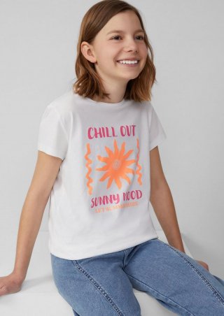 s.Oliver T-Shirt im Loose Fit mit Frontprint - weiß