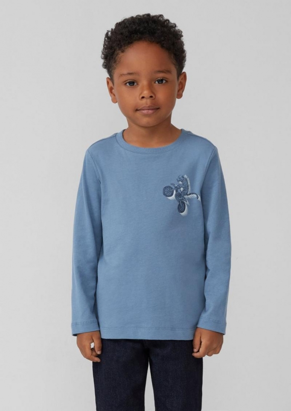 s.Oliver Jersey-Longsleeve mit Frontprint - hellblau