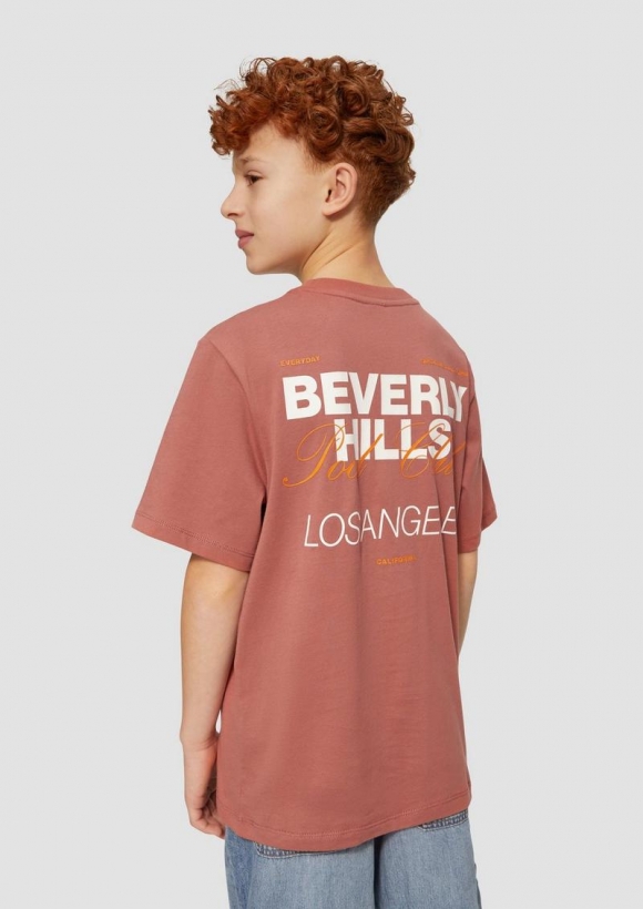 s.Oliver T-Shirt mit Rückenprint und überschnittenen Schultern - rubinrot
