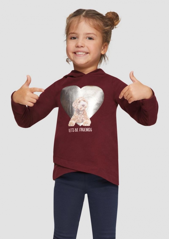 s.Oliver Sweatshirt mit Metallic-Print - bordeaux