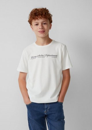 s.Oliver Baumwoll-T-Shirt mit Schriftprint - creme
