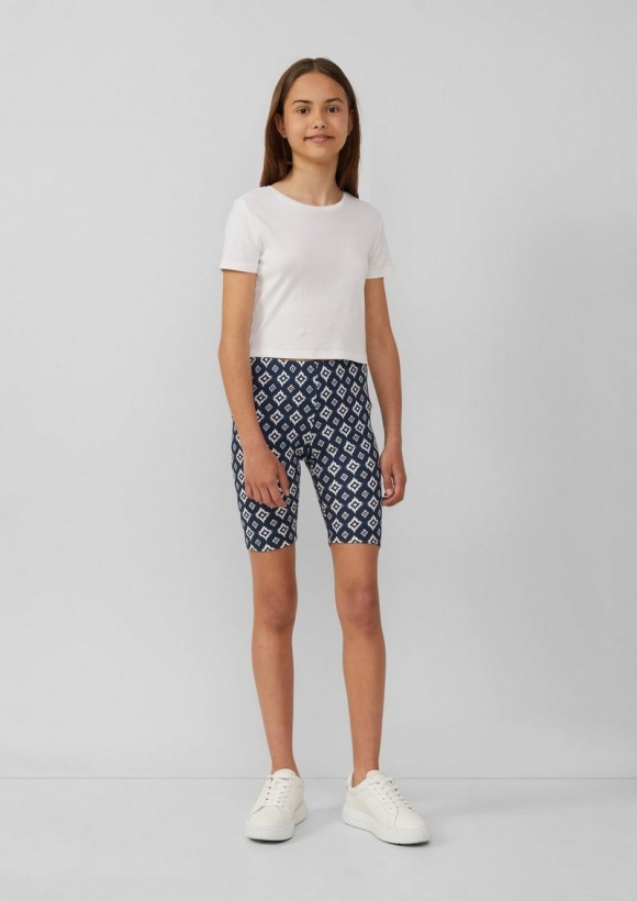 s.Oliver Gerippte Radlerhose mit Elastikbund - navy