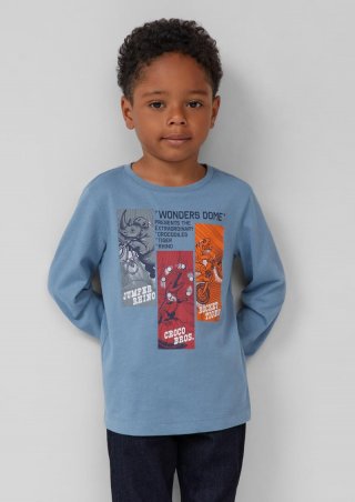 s.Oliver Langarmshirt aus Baumwolle mit Frontprint - hellblau