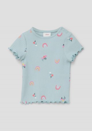 s.Oliver T-Shirt aus Rippware - helles türkis