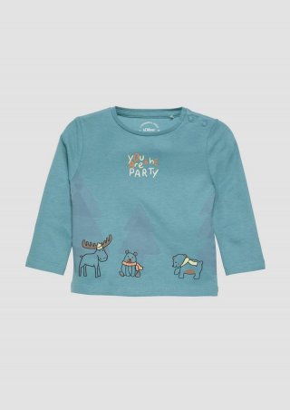 s.Oliver Langarmshirt mit Frontprint - türkisblau
