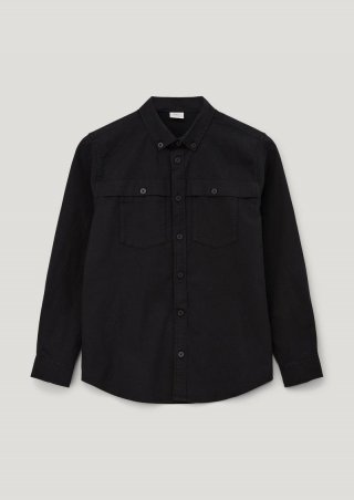 s.Oliver Oxford-Hemd mit Pattentaschen - schwarz