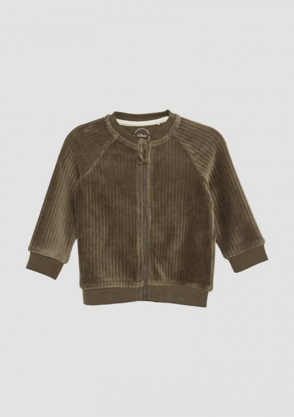 s.Oliver Sweatshirtjacke in Cordoptik - mokka