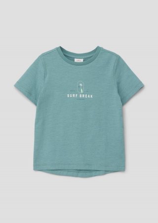 s.Oliver T-Shirt mit Front- und Rückenprint - helles petrol