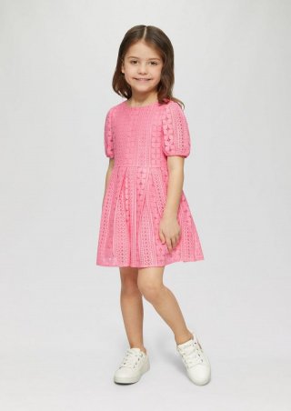 s.Oliver Kurzes Kleid aus Spitze mit elastischen Bündchen an den Ärmeln - pink
