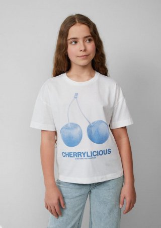 s.Oliver Boxy T-Shirt mit Frontprint - weiß