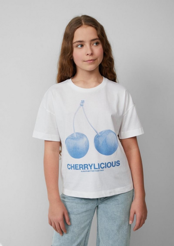 s.Oliver Boxy T-Shirt mit Frontprint - weiß