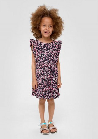 s.Oliver Kleid mit floralem All-over-Print - navy