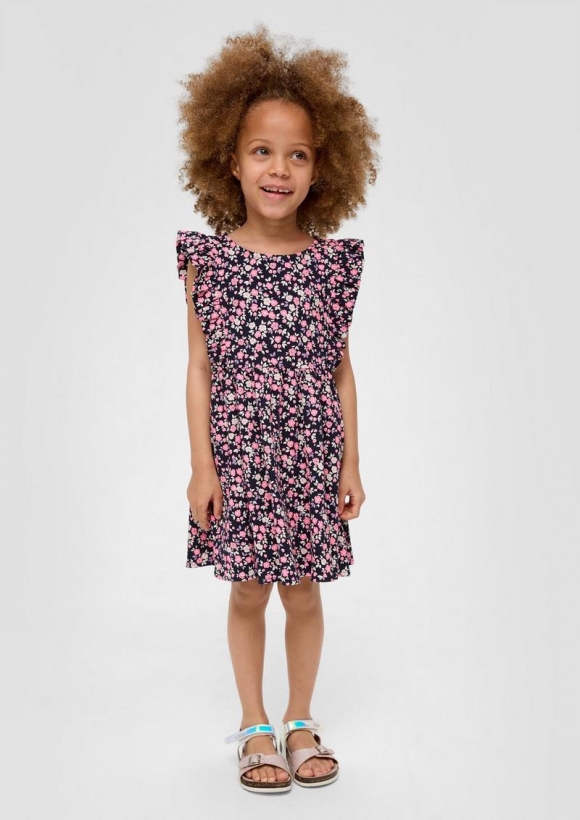 s.Oliver Kleid mit floralem All-over-Print - navy