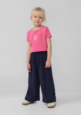 s.Oliver Wide-Leg-Hose aus crinkled Viskose mit Elastikbund - navy
