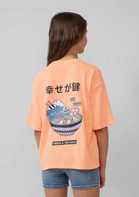 s.Oliver Boxy T-Shirt mit Front- und Rückenprint - orange