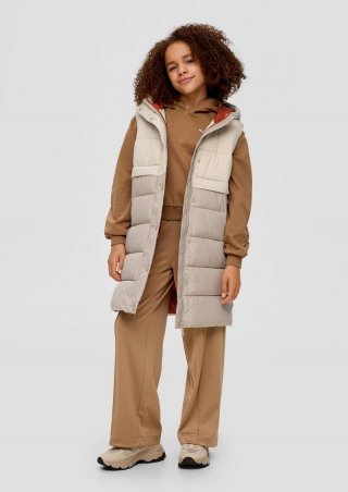 s.Oliver Lange Steppweste in Colour-Blocking-Optik - beige
