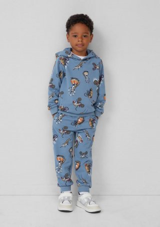 s.Oliver Jogginghose mit angedeutetem Tunnelzug und All-over-Print - hellblau