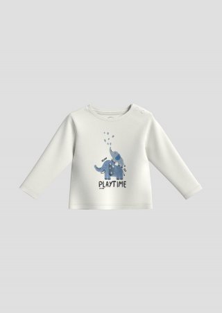 s.Oliver Longsleeve mit Grafik-Print und Applikation - ecru