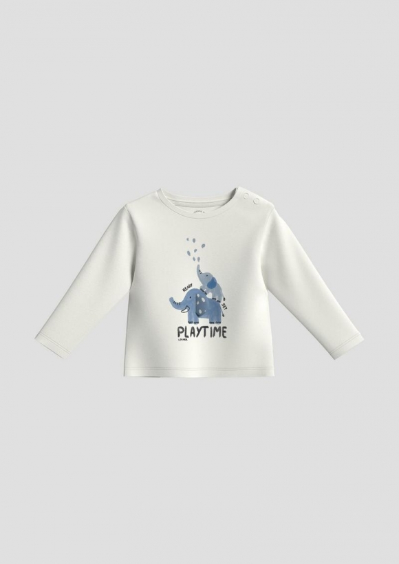 s.Oliver Longsleeve mit Grafik-Print und Applikation - ecru